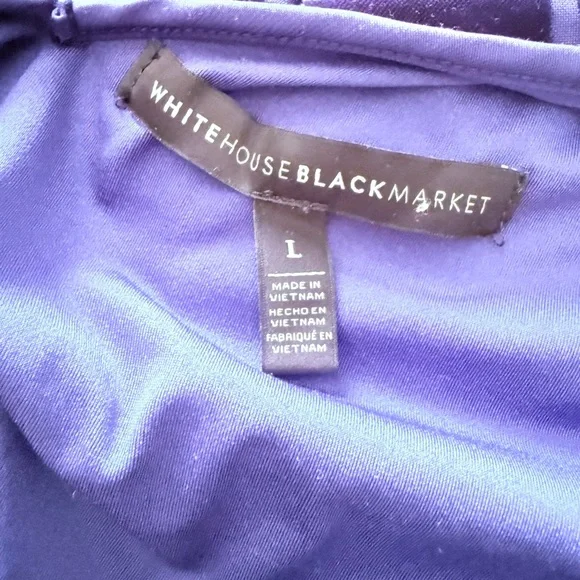 White House Black Market Blue Velour Geometric Sheath Dress – Size Large - Picture 6 of 7